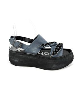 Papucei Platform Sandals Womens Size EU 38 Blue Metallic Silver Chunky Artsy